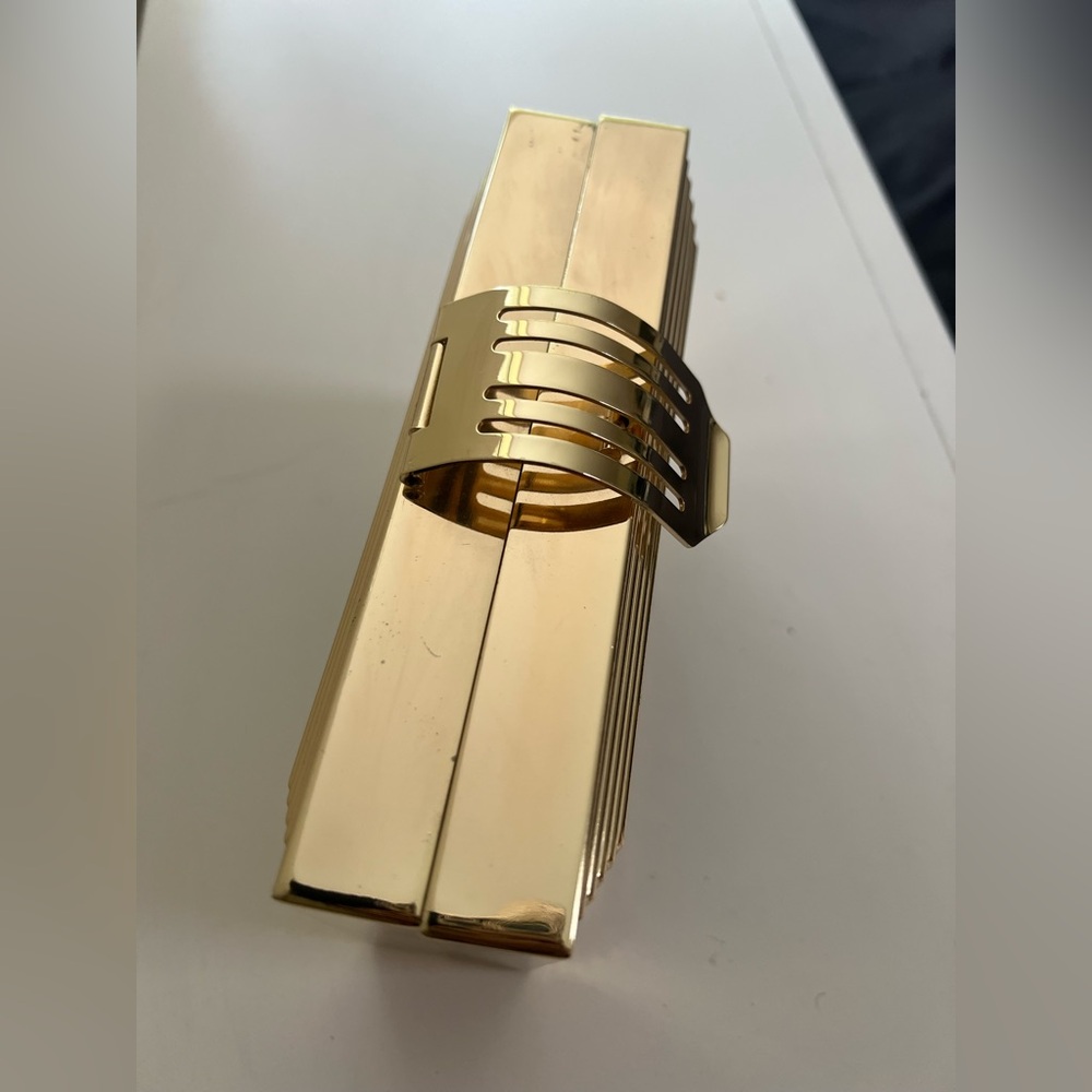 Chic Designer Black and Gold Clutch - Picture 3 of 11